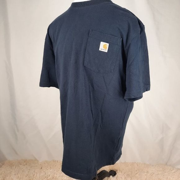 Carhartt navy tee short sleeve t-shirt logo pocket men's size Large original fit - Picture 5 of 9